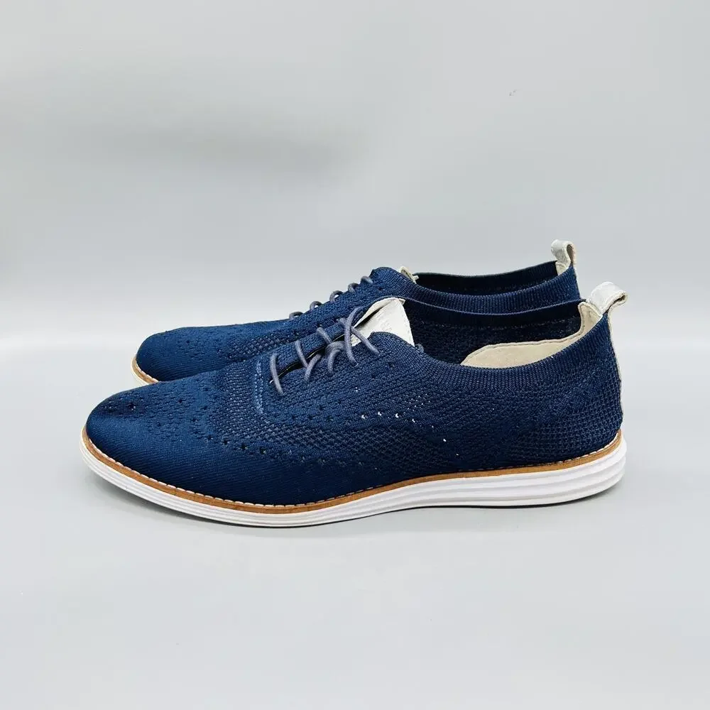 Cole Haan Shoes Womens 11 Blue Knit Grand OS Wingtip Oxford Dress Sneakers